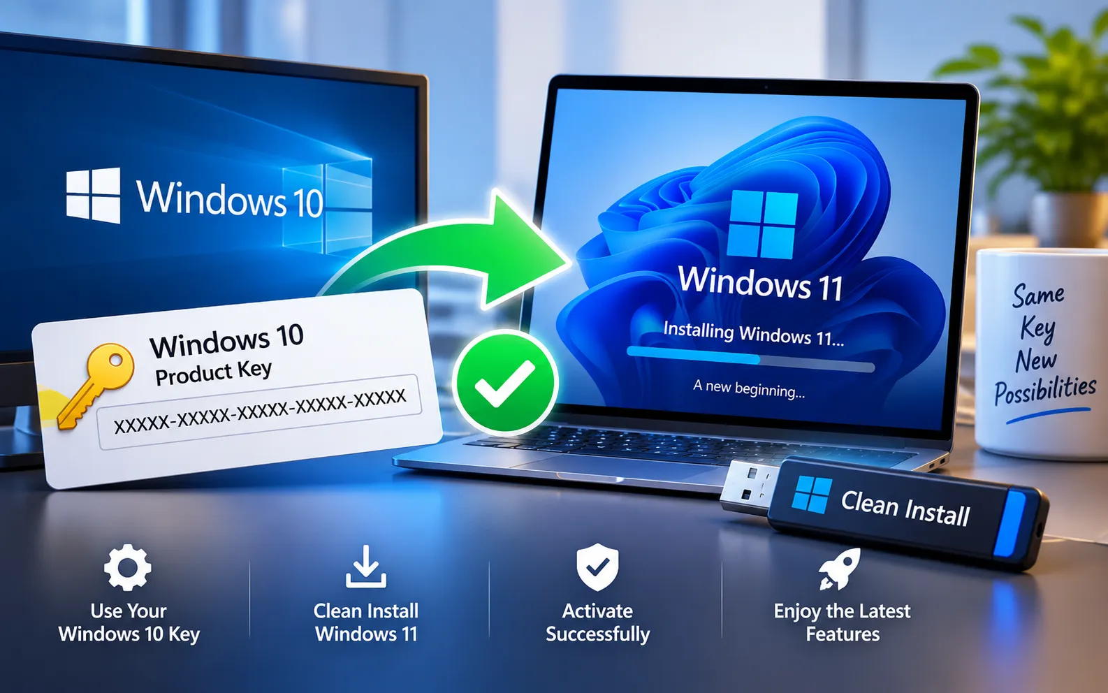 Windows 10 key activating Windows 11